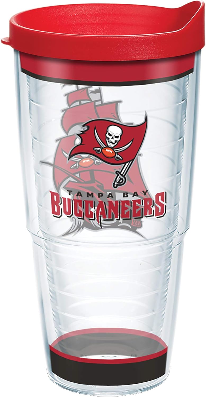 Tervis Made in USA Double Walled NFL Tampa Bay Buccaneers Insulated Tumbler Cup Keeps Drinks Cold & Hot, 24oz, Tradition