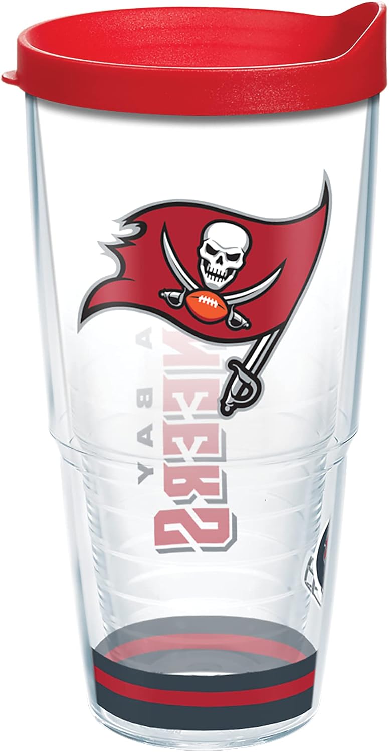 Tervis Made in USA Double Walled NFL Tampa Bay Buccaneers Arctic Insulated Tumbler Cup Keeps Drinks Cold & Hot, 24oz, Clear
